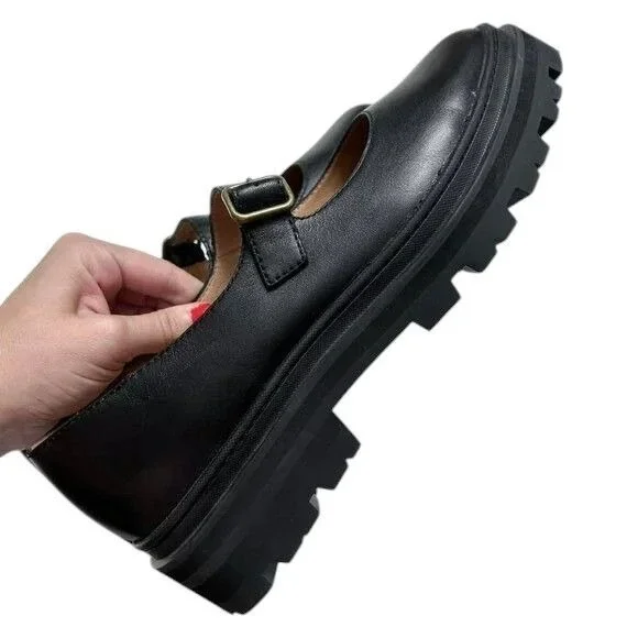 Madewell mary jane shoes size 8.5 Freya platform lug sole black leather - Picture 4 of 8